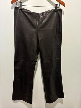 DANIER Black Leather Pants Side Zip Very Soft Size 8